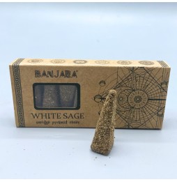 Conos Incienso de Piramide Banjara Smudge - Salvia Blanca - White Sage - Hecho a Mano - Orgánico - Hecho en India