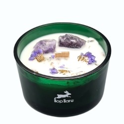 Magic Candle with Flowers and Gems Hop Hare - The Moon - Handmade Soy Wax Candle - 8.8x5cm