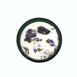 Magic Candle with Flowers and Gems Hop Hare - The Moon - Handmade Soy Wax Candle - 8.8x5cm