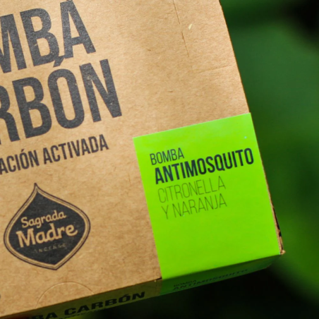 BOMBA CARBON DEFUMACIÓN ACTIVADA ANTIMOSQUITO CITRONELA NARANJA - SAGRADA MADRE - 12 unidades