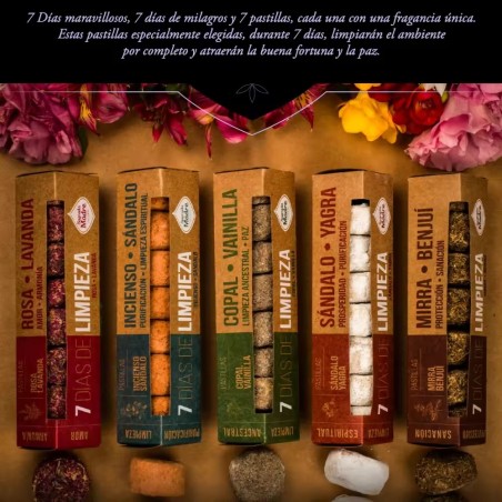 Pastillas Defumación Activada 7 días Rosa Lavanda - Amor - Sagrada Madre - Pastillas 7 Días de Limpieza