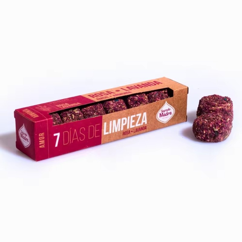 Pastilles Fumeurs Activées 7 jours Rose Lavande - Amour - Sainte Mère - Pastilles Démaquillantes 7 Jours-PILULE DE DÉFUMATION 7 JOURS SAGRADA MADRE-HOSTENATURA