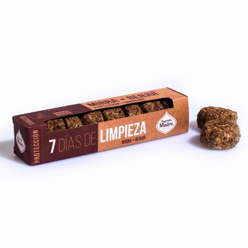 Pastilles Fumeurs Activées 7 jours de Nettoyage Myrrhe Benjoin - Protection Cicatrisante - Sainte Mère-PILULE DE DÉFUMATION 7 JOURS SAGRADA MADRE-HOSTENATURA