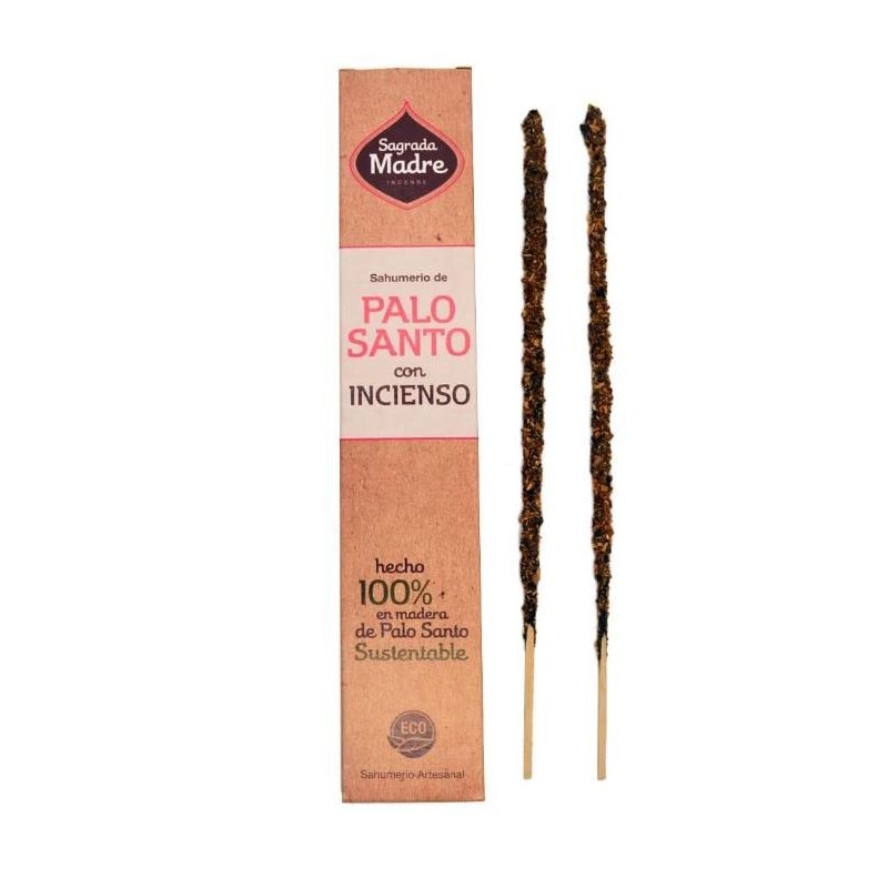 Incienso Palo Santo con Incienso Madre Santa - Sahumerio 8 varas grosas-LIÑA DE INCENSO SAGRADA MADRE PALO SANTO-HOSTENATURA