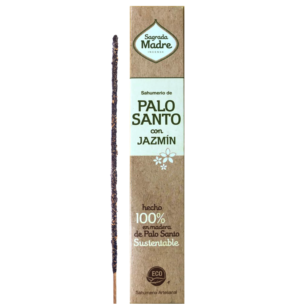 Incienso Palo Santo con Jazmín Sagrada Madre - Sahumerio 8 varillas gruesas