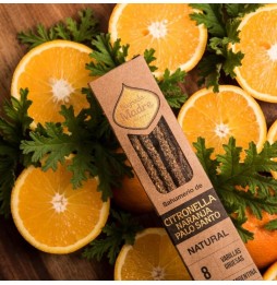 Incienso Citronela, Naranja y Palo Santo Natural Sagrada Madre - Sahumerio 8 varillas gruesas Ecológico