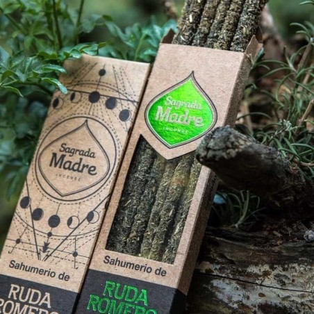 Incienso Ruda, Romero y Incienso Natural Sagrada Madre - Sahumerio 8 varillas gruesas Ecológico