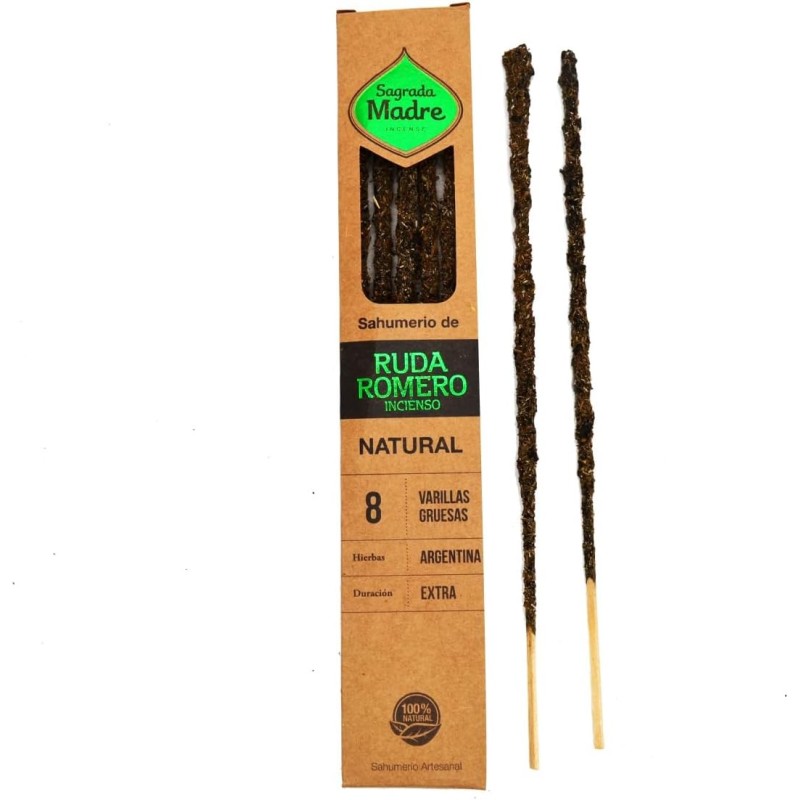 Raw Incense, Rosemary and Natural Incense Sagrada Madre - Sahumerio 8 thick sticks Organic-SAGRADA MADRE NATURAL INCENSE-HOSTENATURA