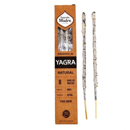 Yagra Räucherstäbchen Natur Sagrada Madre - Sahumerio 8 dicke Stäbchen Bio