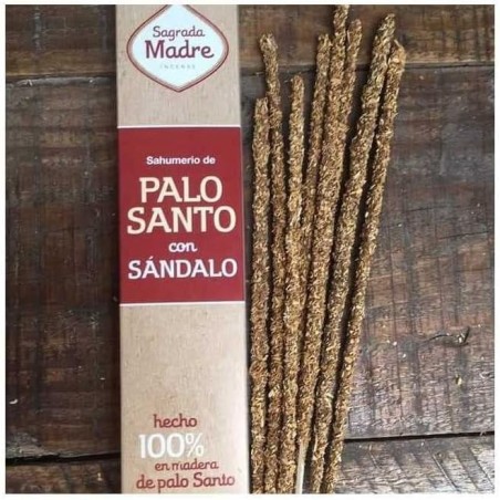Incienso Palo Santo con Sándalo Sagrada Madre - Sahumerio 8 varillas gruesas