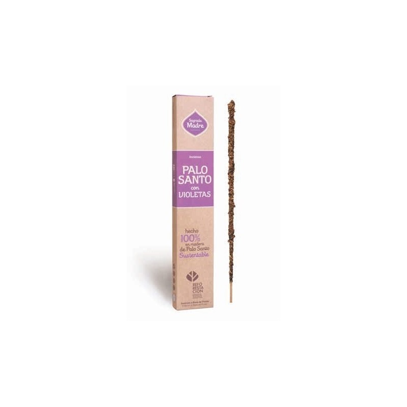 Encens Palo Santo aux Violettes Saintes Mères - Sahumerio 8 bâtonnets épais-LIGNE D'ENCENS SAGRADA MADRE PALO SANTO-HOSTENATURA