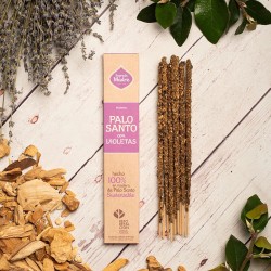 Palo Santo Räucherstäbchen mit Heiliger Mutter Veilchen - Sahumerio 8 dicke Stäbchen