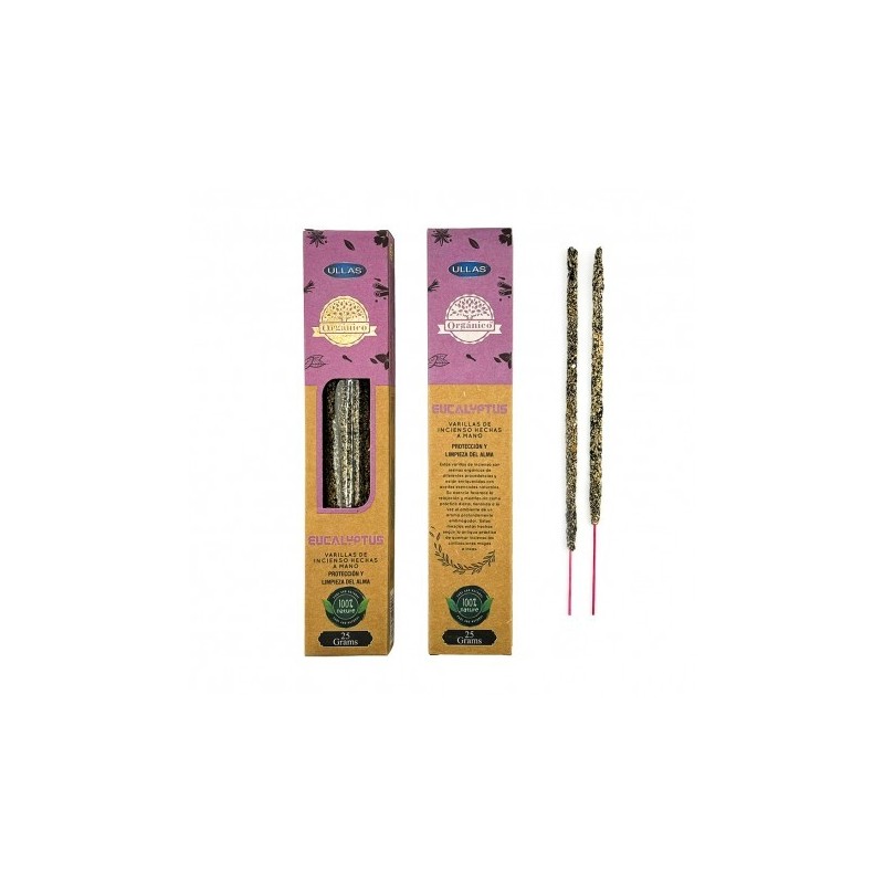 Organic Eucalyptus Incense - ULLAS - Handmade - 25gr - Made in India - 100% Natural-ORGANIC INCENSE ULLAS-HOSTENATURA