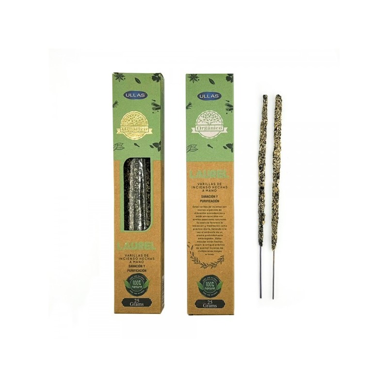 Incenso Biologico all'Alloro - ULLAS - Fatto a mano - 25gr - Prodotto in India - 100% Naturale-INCENSO BIOLOGICO ULLAS-HOSTENATURA