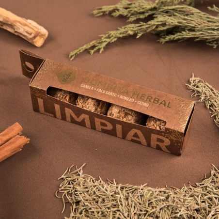 Bombitas Herbales Limpiar / Protección - Canela, Palo Santo, Romero y Cedro - Sagrada Madre - 4 bombitas