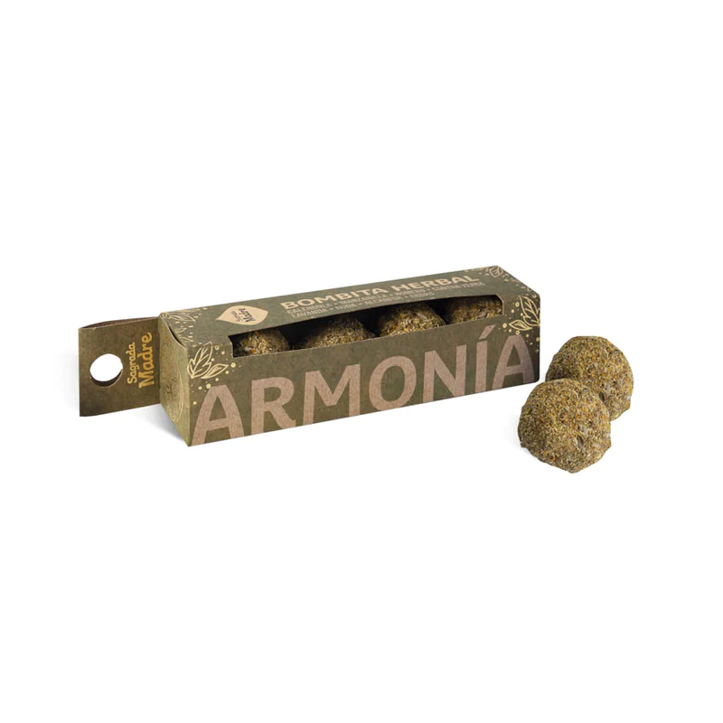 Harmony Herbal Bombs - Caléndula, Camomila, Romeu, Contra Yerba, Lavanda, Rue, Alcanfor - Sacred Mother - 4 bombas-BOMBAS DE HERBAS X4 SAGRADA MADRE-HOSTENATURA