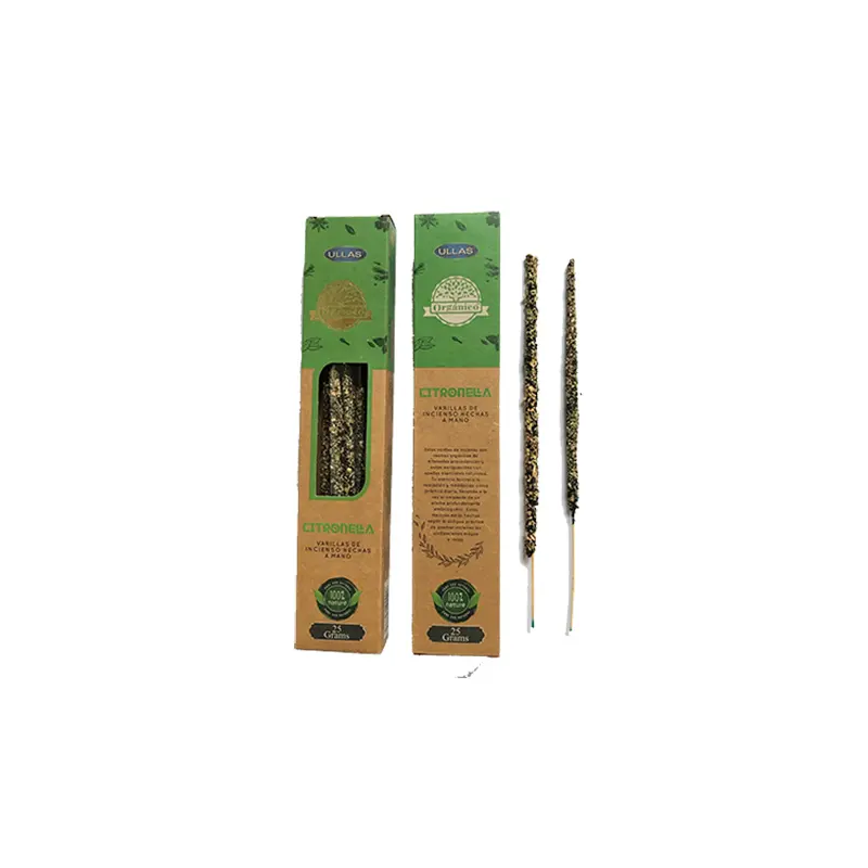 Organic Citronella Incense - ULLAS - Handmade - 25gr - Made in India - 100% Natural-ORGANIC INCENSE ULLAS-HOSTENATURA