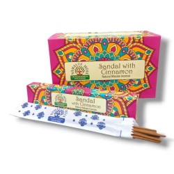 Incenso de Sândalo Namaste Índia com Canela - Agarbathi Indiano Tradicional - Mandala Masala Natural - Feito à Mão