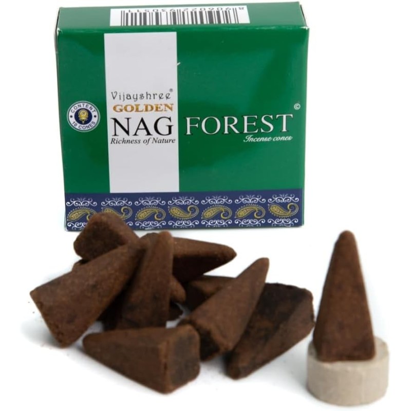 GOLDEN NAG Forest Incense Cones - 10 konoko kaxa-URREZKO INTSENSUA-HOSTENATURA