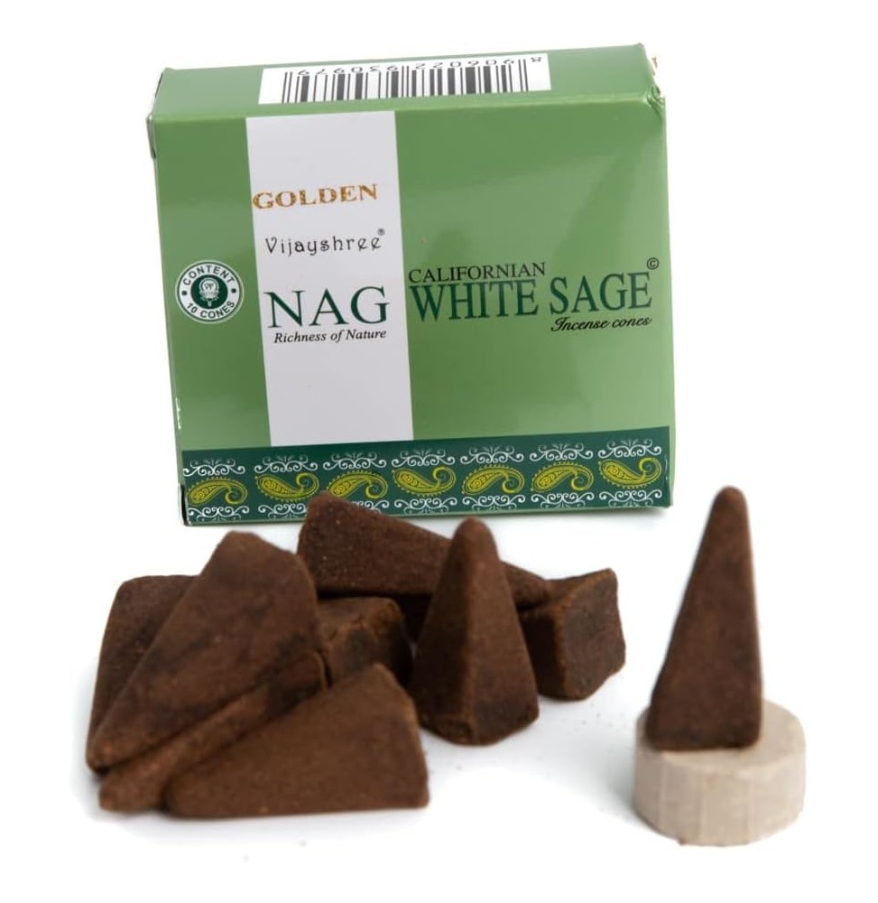 GOLDEN NAG Conos Incienso Salvia Blanca - White Sage - Cajita de 10 conos