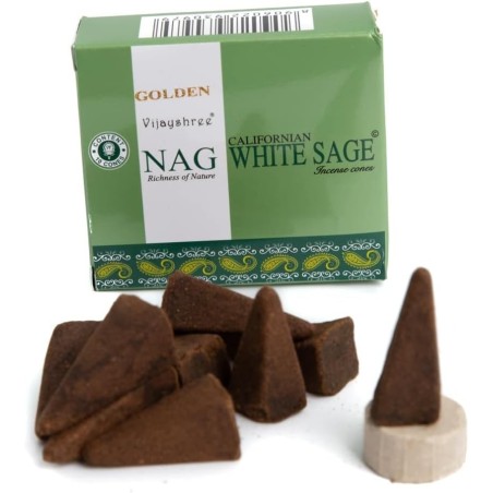 GOLDEN NAG Conos Incienso Salvia Blanca - White Sage - Cajita de 10 conos