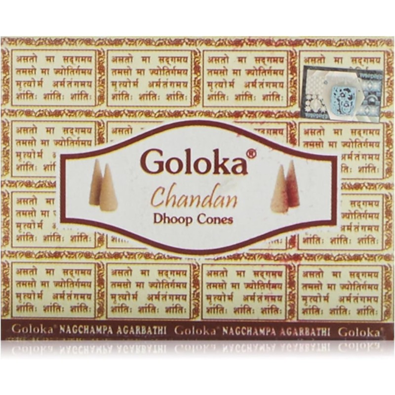 GOLOKA Chandan Incense Cones - 1 box of 10 units-GOLOKA INCENSES-HOSTENATURA