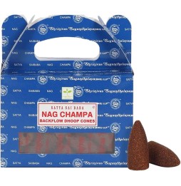 SATYA Conos de Reflujo Nag Champa - Blackflow Dhoop Cones - Cajita de 24 conos