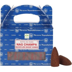 Cones de refluxo SATYA Nag Champa - Cones Blackflow Dhoop - Caixa com 24 cones