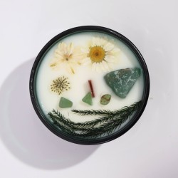 Magic Candle with Flowers and Gems Hop Hare - The Magician - Handmade Soy Wax Candle - 8.8x5cm