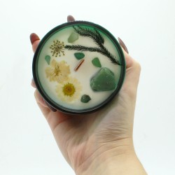 Magic Candle with Flowers and Gems Hop Hare - The Magician - Handmade Soy Wax Candle - 8.8x5cm