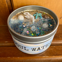 Handmade Soy Wax Candle | Ocean Scent | Soul Water | With Crystals | Raven's Hearth | Made in California, USA | 4.8oz