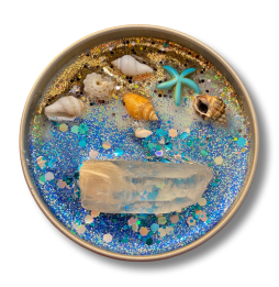 Vela de Cera de Soja artesanal | Aroma a océano | Soul Water | Con Cristales | Raven's Hearth | Made in California, USA | 4,8oz