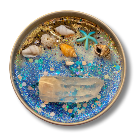 Vela de Cera de Soja artesanal | Aroma a océano | Soul Water | Con Cristales | Raven's Hearth | Made in California, USA | 4,8oz