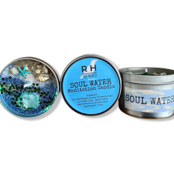 Handmade Soy Wax Candle | Ocean Scent | Soul Water | With Crystals | Raven's Hearth | Made in California, USA | 4.8oz