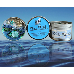 Handmade Soy Wax Candle | Ocean Scent | Soul Water | With Crystals | Raven's Hearth | Made in California, USA | 4.8oz