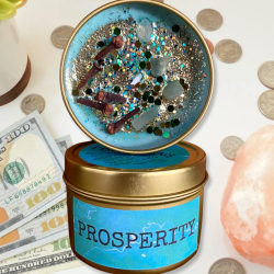 Handmade Soy Wax Candle | Prosperity | Prosperity | With Crystals | Raven's Hearth | Made in California, USA | 4.8oz