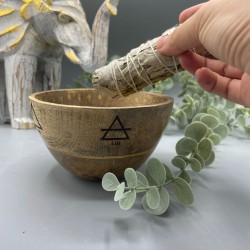 Tigela de Madeira para Oferendas e Rituais - Os Quatro Elementos - 11x7cm