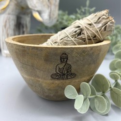 Wooden Bowl for Offerings and Rituals - Buddha - 11x7cm