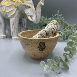 Bol en bois pour offrandes et rituels - Hamsa - 11x7cm