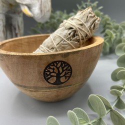 Wooden Bowl for Offerings and Rituals- Tree of Life - 11x7cm