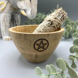 Bol en bois pour offrandes et rituels - Pentagone - 11x7cm