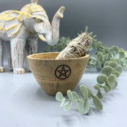 Wooden Bowl for Offerings and Rituals - Pentagon - 11x7cm