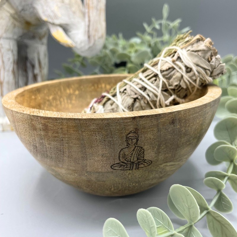 Wooden Bowl for Offerings and Rituals - Buddha - 13x7cm-WOODEN BOWLS FOR RITUALS-HOSTENATURA