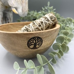 Wooden Bowl for Offerings and Rituals - Tree of Life - 13x7cm