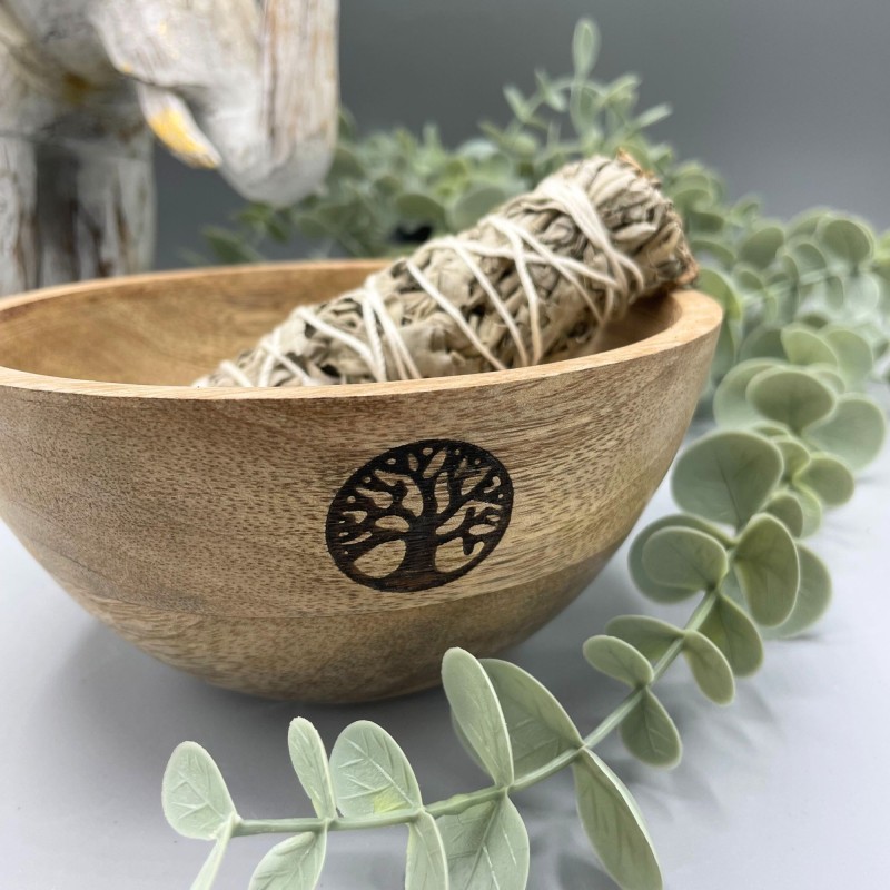 Wooden Bowl for Offerings and Rituals - Tree of Life - 13x7cm-WOODEN BOWLS FOR RITUALS-HOSTENATURA