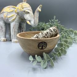 Wooden Bowl for Offerings and Rituals - Tree of Life - 13x7cm