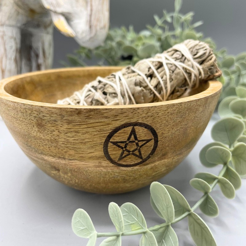 Wooden Bowl for Offerings and Rituals- Pentagon - 13x7cm-WOODEN BOWLS FOR RITUALS-HOSTENATURA