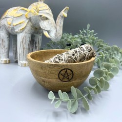 Bol en bois pour offrandes et rituels - Pentagone - 13x7cm