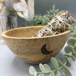 Bol en bois pour offrandes et rituels - Trois lunes - 13x7cm