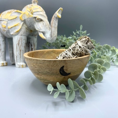 Cuenco de Madera para Ofrendas y Rituales - Tres Lunas - 13x7cm